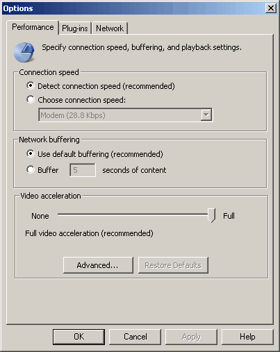 Windows Media Player Options